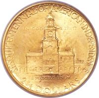 United States coin 2 1/2 Dollars - Independence (1926) reverse reverse of 2 1/2 Dollars - Independence (1926) coin with KM# 161 from United States. Inscription: SESQUICENTENNIAL.OF.AMERICAN.INDEPENDENCE IN GOD WE TRUST JRS E PLURIBUS UNUM 2 ½ DOLLARS