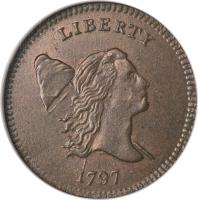 obverse of 1/2 Cent - Liberty Cap Half Cent (1794 - 1797) coin with KM# 14 from United States.