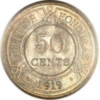 reverse of 50 Cents - George V (1911 - 1919) coin with KM# 18 from Belize. Inscription: BRITISH HONDURAS 50 CENTS · 1911 ·