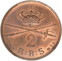 Denmark coin 2 Rigsbankskilling - Christian VIII (1842) reverse reverse of 2 Rigsbankskilling - Christian VIII (1842) coin with KM# 728 from Denmark. Inscription: 2 1842 R:B:S ♔ V.S