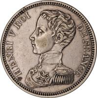 obverse of 5 Francs - Henri V (1831 - 1832) coin with X# 35 from France. Inscription: HENRI V ROI DE FRANCE