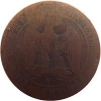 France coin 10 Centimes - Napoleon III (1861 - 1868) reverse reverse of 10 Centimes - Napoleon III (1861 - 1868) coin with KM# 798 from France. Inscription: EMPIRE FRANÇAIS A * DIX CENTIMES *