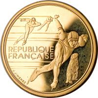 France coin 500 Francs - Speed Skating (1990) obverse obverse of 500 Francs - Speed Skating (1990) coin with KM# 985 from France. Inscription: REPUBLIQUE FRANCAISE J.JIMENEZ
