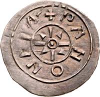 Hungary coin 1 Denar - András I (1046 - 1060) reverse reverse of 1 Denar - András I (1046 - 1060) coin with EH# 5 from Hungary. Inscription: PANONEA