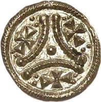 obverse of 1 Denar - István II (1116 - 1131) coin with EH# 40 from Hungary.