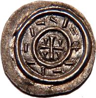Hungary coin 1 Denar - Béla II (1131 - 1141) reverse reverse of 1 Denar - Béla II (1131 - 1141) coin with EH# 43 from Hungary.
