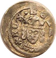 Hungary coin 1 Denar - Béla IV (1235 - 1270) obverse obverse of 1 Denar - Béla IV (1235 - 1270) coin with EH# 235 from Hungary. Inscription: +REX + BELA+