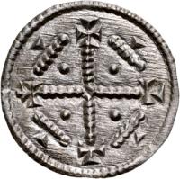 Hungary coin 1 Denar - Géza II (1141 - 1162) obverse obverse of 1 Denar - Géza II (1141 - 1162) coin with EH# 72 from Hungary.