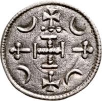 obverse of 1 Denar - István III (1162 - 1172) coin with EH# 86 from Hungary.