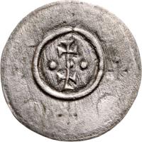 reverse of 1 Denar - István III (1162 - 1172) coin with EH# 86 from Hungary.