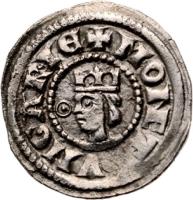 Hungary coin 1 Denar - István V (1270 - 1272) obverse obverse of 1 Denar - István V (1270 - 1272) coin with EH# 268 from Hungary. Inscription: MONETA · VNGARIE+