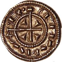 obverse of 1 Denar - István II (1116 - 1131) coin with EH# 35 from Hungary.