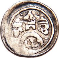 obverse of 1 Denar - András II (1205 - 1235) coin with EH# 161 from Hungary.