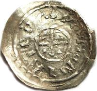 reverse of 1 Denar - Salamon (1063 - 1074) coin with EH# 9 from Hungary. Inscription: +PANNONIA TERA