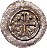 reverse of 1 Denar - Géza II (1141 - 1162) coin with EH# 60 from Hungary.