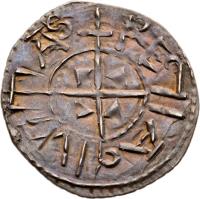 Hungary coin 1 Denar - András I reverse reverse of 1 Denar - András I coin with EH# 4 from Hungary. Inscription: REGIA CIVITAS