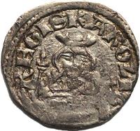 obverse of 1 Denar - Charles I (1338) coin with EH# 393 from Hungary. Inscription: REGIS KAROLI
