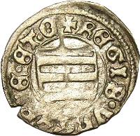 Hungary coin 1 Denar - Sigismund of Luxemburg (1428 - 1437) reverse reverse of 1 Denar - Sigismund of Luxemburg (1428 - 1437) coin with EH# 450 from Hungary. Inscription: REGIS.VNGARIE.ET.D.+