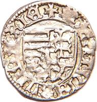 obverse of 1 Denar - Matthias Corvinus (1468 - 1470) coin with EH# 562 from Hungary. Inscription: +MONETA · MATHIE · R · VNG