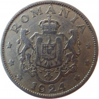 Romania coin 2 Lei - Ferdinand I (1924) obverse obverse of 2 Lei - Ferdinand I (1924) coin with KM# 47 from Romania. Inscription: ROMÂNIA 1924