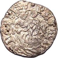 Hungary coin 1 Denar - Matthias Corvinus (1482 - 1486) reverse reverse of 1 Denar - Matthias Corvinus (1482 - 1486) coin with EH# 565 from Hungary. Inscription: · PATRON · VNGARI