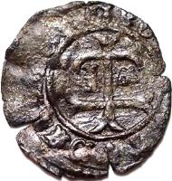 Hungary coin 1 Denar (1444 - 1446) reverse reverse of 1 Denar (1444 - 1446) coin with EH# 480 from Hungary. Inscription: CROADIE · ETD · DALMADIE