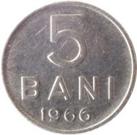 reverse of 5 Bani (1966) coin with KM# 92 from Romania. Inscription: 5 BANI 1966