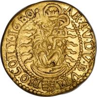 reverse of 1 Dukát - Leopold I (1658 - 1704) coin with KM# 151 from Hungary. Inscription: AR · AV · DV · BV · M · MO · CO · TY · 1680 ·
