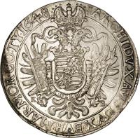 reverse of 1 Thaler - Ferdinand III (1637 - 1661) coin with KM# 107 from Hungary.