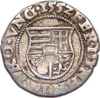 obverse of 1 Denar - Ferdinand I (1552) coin with EH# 745k from Hungary.