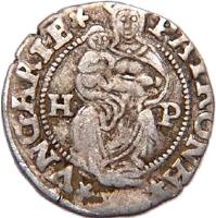 reverse of 1 Denar - Ferdinand I (1552) coin with EH# 745k from Hungary.