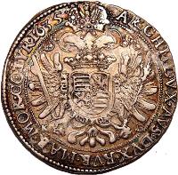 reverse of 1 Thaler - Ferdinand II (1620 - 1637) coin with KM# 75 from Hungary.