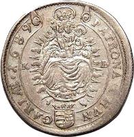 Hungary coin 15 Krajczár - Leopold I (1685 - 1690) reverse reverse of 15 Krajczár - Leopold I (1685 - 1690) coin with KM# 208 from Hungary. Inscription: PATRONA · HVNGARIƷ1689 K B