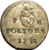 reverse of 1 Poltura - Joseph I (1701 - 1711) coin with KM# 252 from Hungary. Inscription: P H POLTURA 1711
