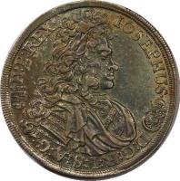 obverse of 1/2 Thaler - Josef I (1708 - 1711) coin with KM# 281 from Hungary. Inscription: IOSEPHUS · D:G:R:I:S:A:G:H:B:REX