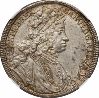 obverse of 1/2 Thaler - Karl III (1712 - 1718) coin with KM# 287 from Hungary. Inscription: CAR · VI · G · R · I · S · A · G · HI · HU · REX
