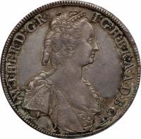 Hungary coin 1 Thaler - Maria Theresa (1744 - 1748) obverse obverse of 1 Thaler - Maria Theresa (1744 - 1748) coin with KM# 337 from Hungary. Inscription: M.THERES:D:G:REG:HU:BO