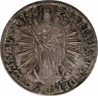Hungary coin 1 Thaler - Maria Theresa (1744 - 1748) reverse reverse of 1 Thaler - Maria Theresa (1744 - 1748) coin with KM# 337 from Hungary. Inscription: S:MARIA MATER DEI PATRONA HUNG: