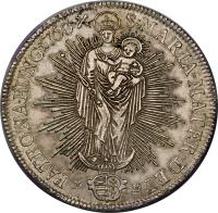 Hungary coin 1 Thaler - Maria Theresa (1751 - 1766) reverse reverse of 1 Thaler - Maria Theresa (1751 - 1766) coin with KM# 358 from Hungary. Inscription: S:MARIA MATER DEI PATRONA HUNG:1752 X K B