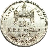 Hungary coin 20 Krajczár - Franz Joseph I (1868) reverse reverse of 20 Krajczár - Franz Joseph I (1868) coin with KM# 445 from Hungary.