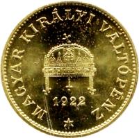 obverse of 20 Fillér - Karl I (1922) coin with KM# 498a from Hungary.