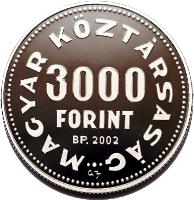 obverse of 3000 Forint - Margit Kovács (2002) coin with KM# 767 from Hungary.