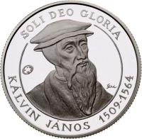 reverse of 5000 Forint - János Kálvin (2009) coin with KM# 827 from Hungary.