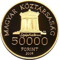reverse of 50000 Forint - Ferenc Kazinczy (2009) coin with KM# 816 from Hungary.