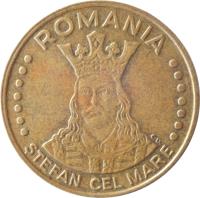obverse of 20 Lei (1991 - 2003) coin with KM# 109 from Romania. Inscription: ROMANIA CD. ŞTEFAN CEL MARE