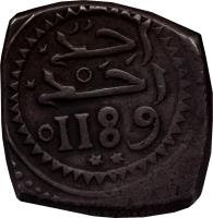 Morocco coin 1 Mitqal / 10 Dirhams - Mohammed III - Rabat al-Fath mint (1773 - 1775) obverse obverse of 1 Mitqal / 10 Dirhams - Mohammed III - Rabat al-Fath mint (1773 - 1775) coin with KM# 41 from Morocco. Inscription: Ahadoun Ahad 1189