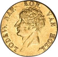 obverse of 1 Ducat - Napoleon III - Trade Coinage (1808 - 1809) coin with KM# 35 from Netherlands. Inscription: LODEW.NAP. KON. VAN HOLL.