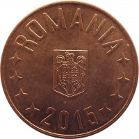 Romania coin 5 Bani (2005 - 2016) obverse obverse of 5 Bani (2005 - 2016) coin with KM# 190 from Romania. Inscription: ROMANIA 2015