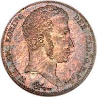 obverse of 1/2 Gulden - Willem I (1818 - 1830) coin with KM# 54 from Netherlands. Inscription: WILLEM KONING DER NED.G.H.V.L.