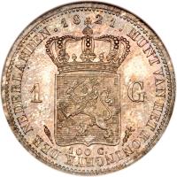 Netherlands coin 1 Gulden - Willem I (1818 - 1837) reverse reverse of 1 Gulden - Willem I (1818 - 1837) coin with KM# 55 from Netherlands.